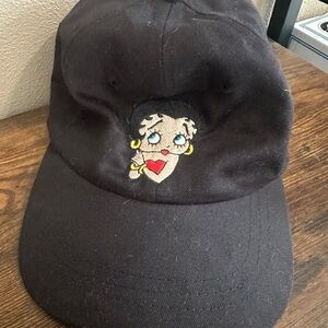 Black vintage Baseball Cap with Betty Boop and Dog Embroidered Character